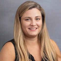 Smiling woman with long hair