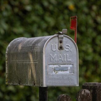 mailbox with a red flag up